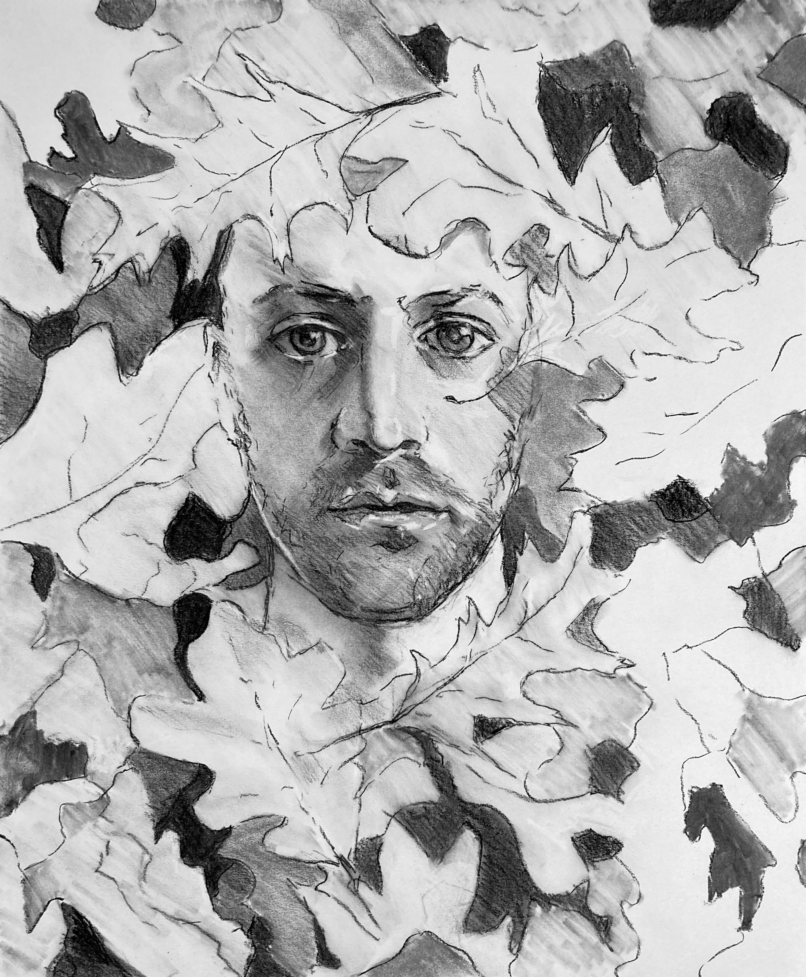 Self Portrait with Leaves (Awake)