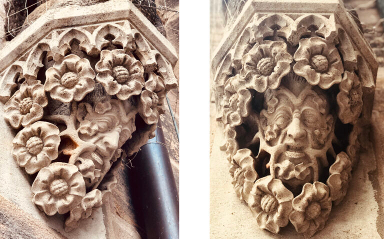 An example of the foliate head in architecture