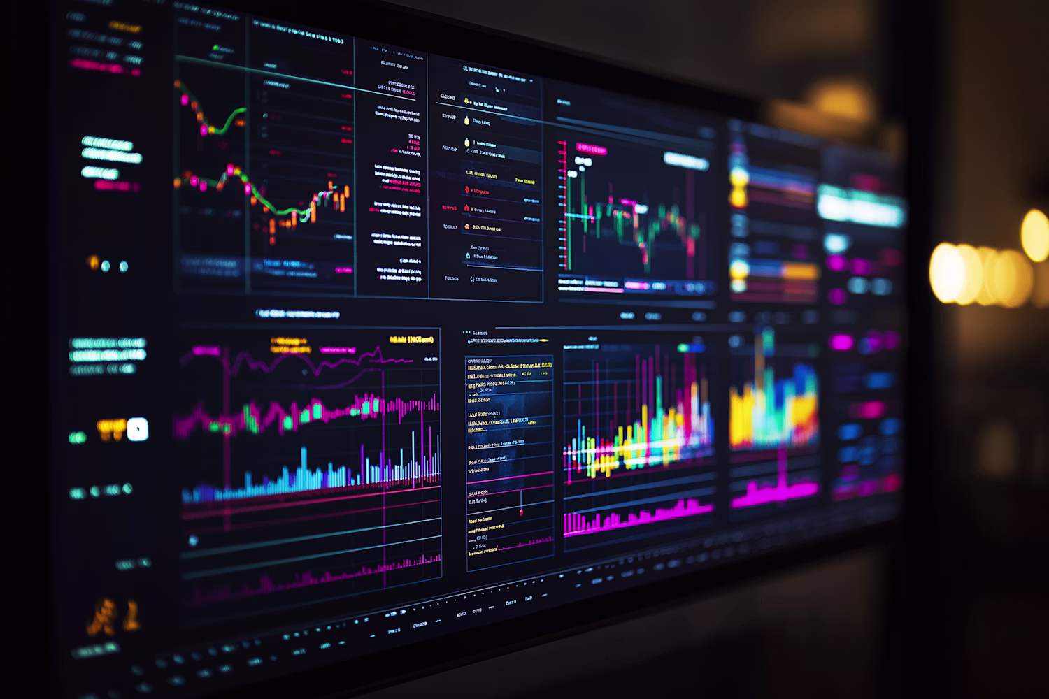 High tech system integration screen displaying code and operations metrics