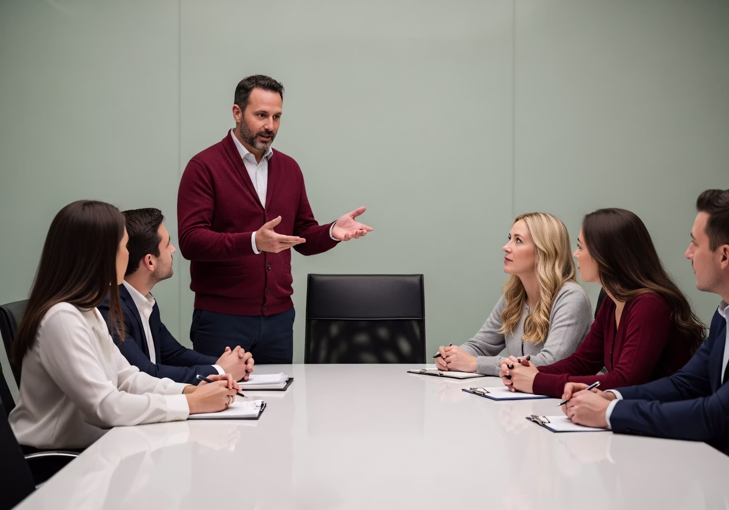Manager conducting planning session