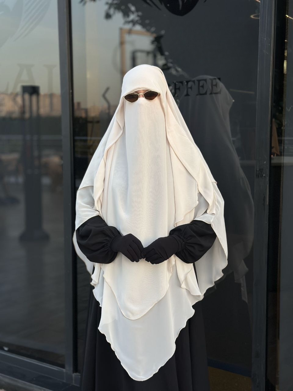 K14 Two-Layer Chiffon Khimar - Thumbnail 5