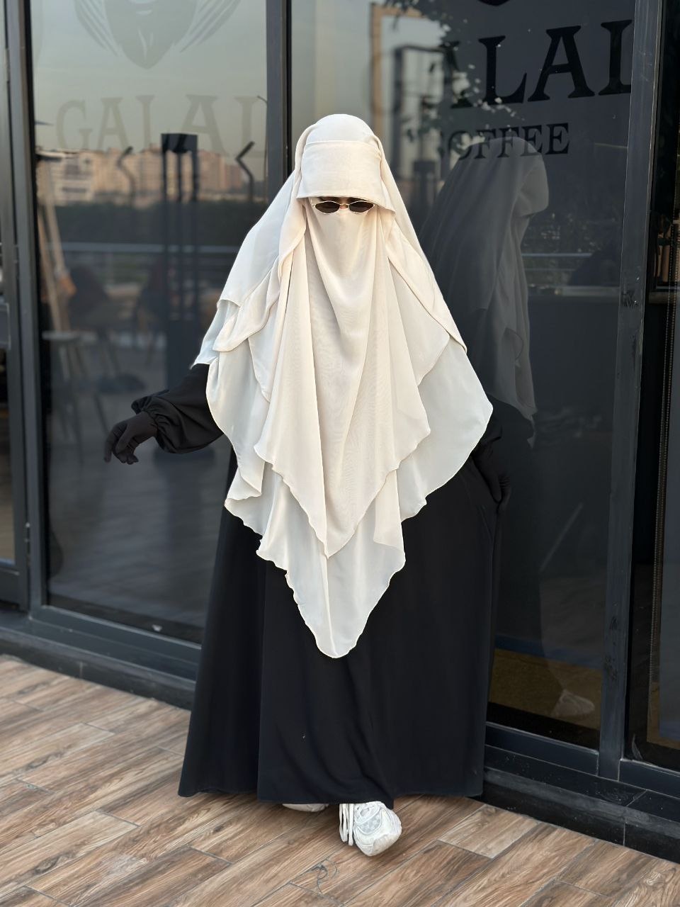 K14 Two-Layer Chiffon Khimar - Thumbnail 3
