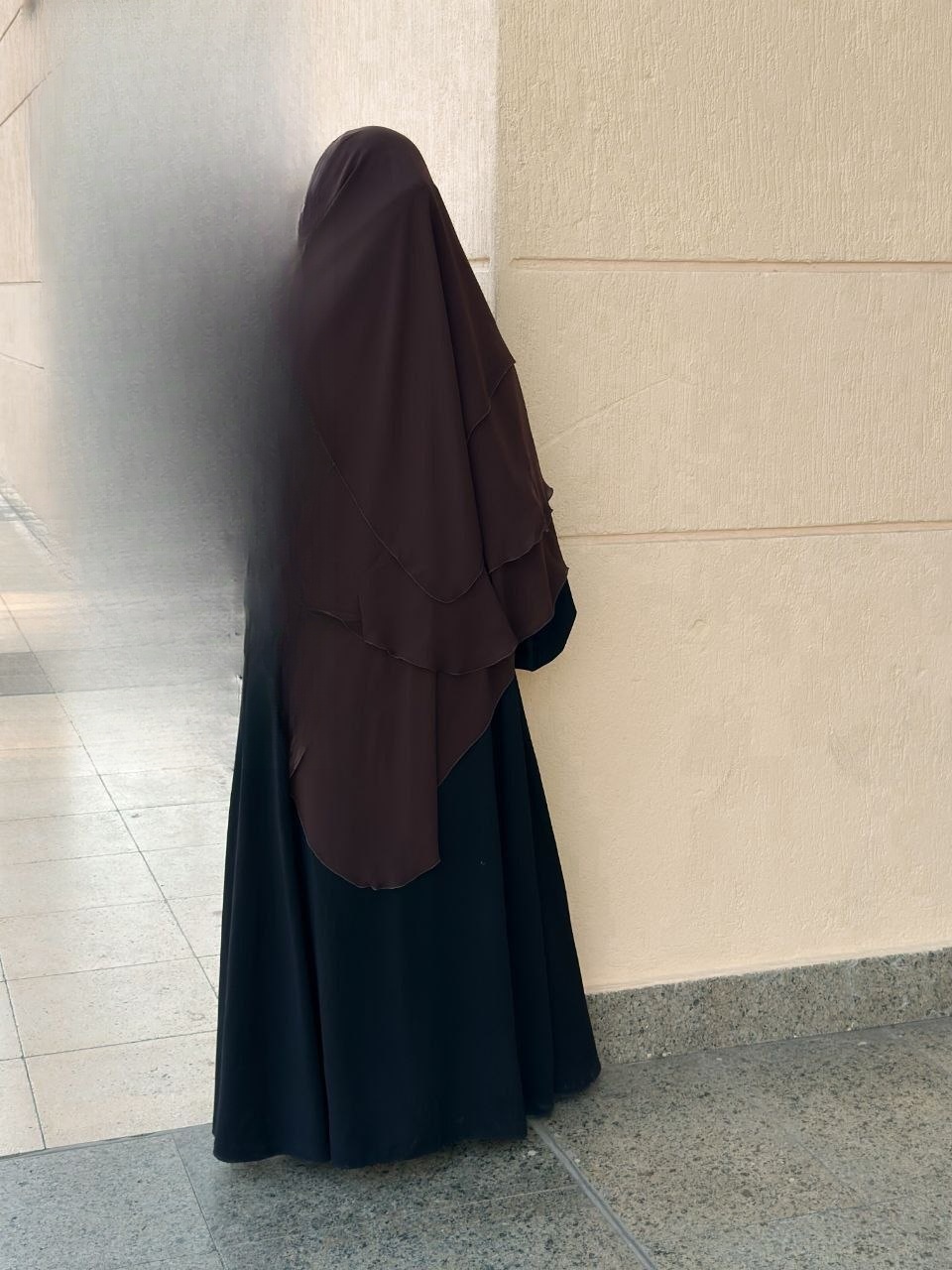 Three-Layer Khimar with Niqab - Thumbnail 5