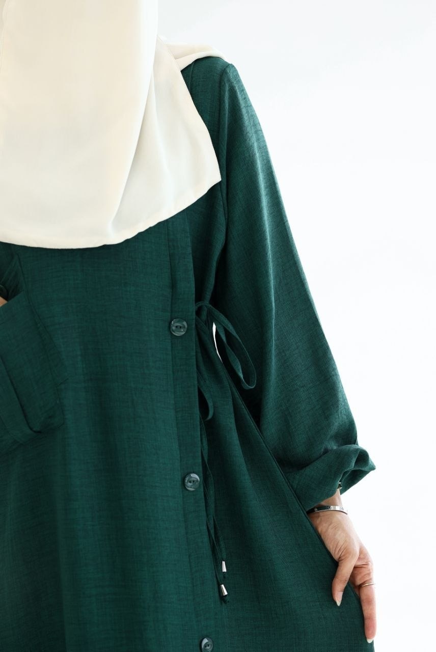 Khair Rana French Linen Dress - Thumbnail 2