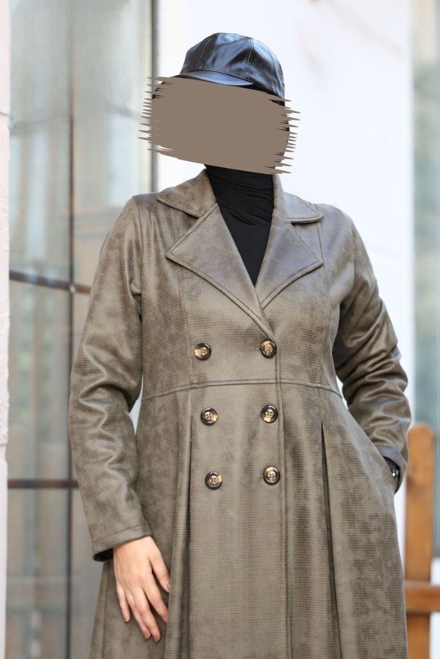 Women's Brown Suede Winter Coat - Thumbnail 5