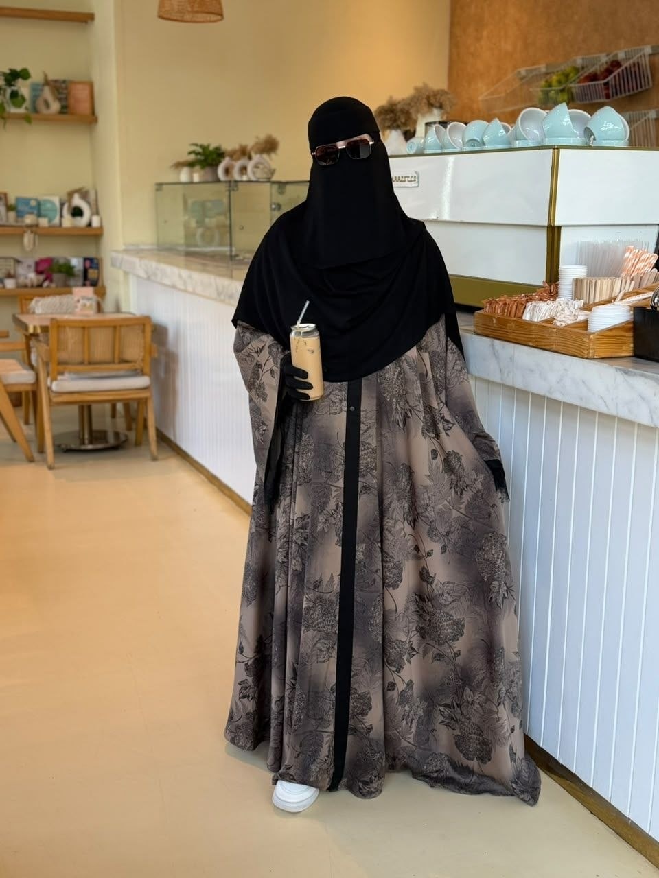 Najah Tulle-Sleeve Abaya
