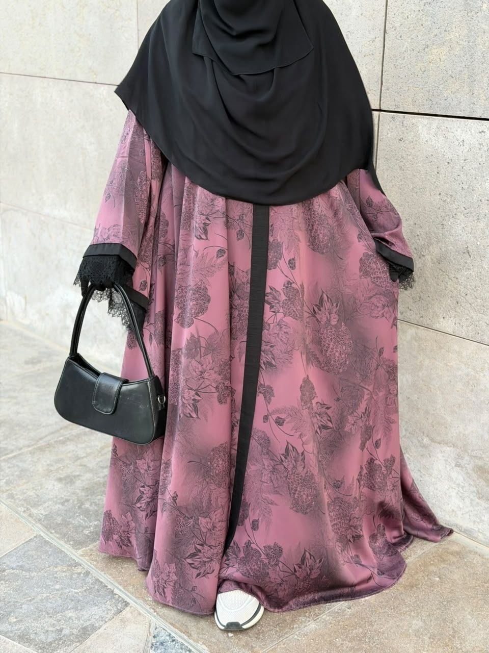 Najah Tulle-Sleeve Abaya - Thumbnail 5