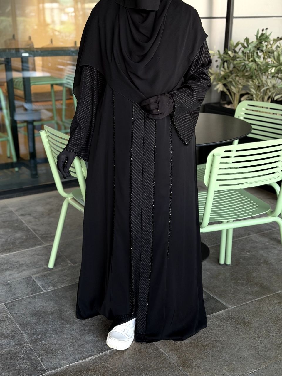Handmade Striped Abaya - Thumbnail 3