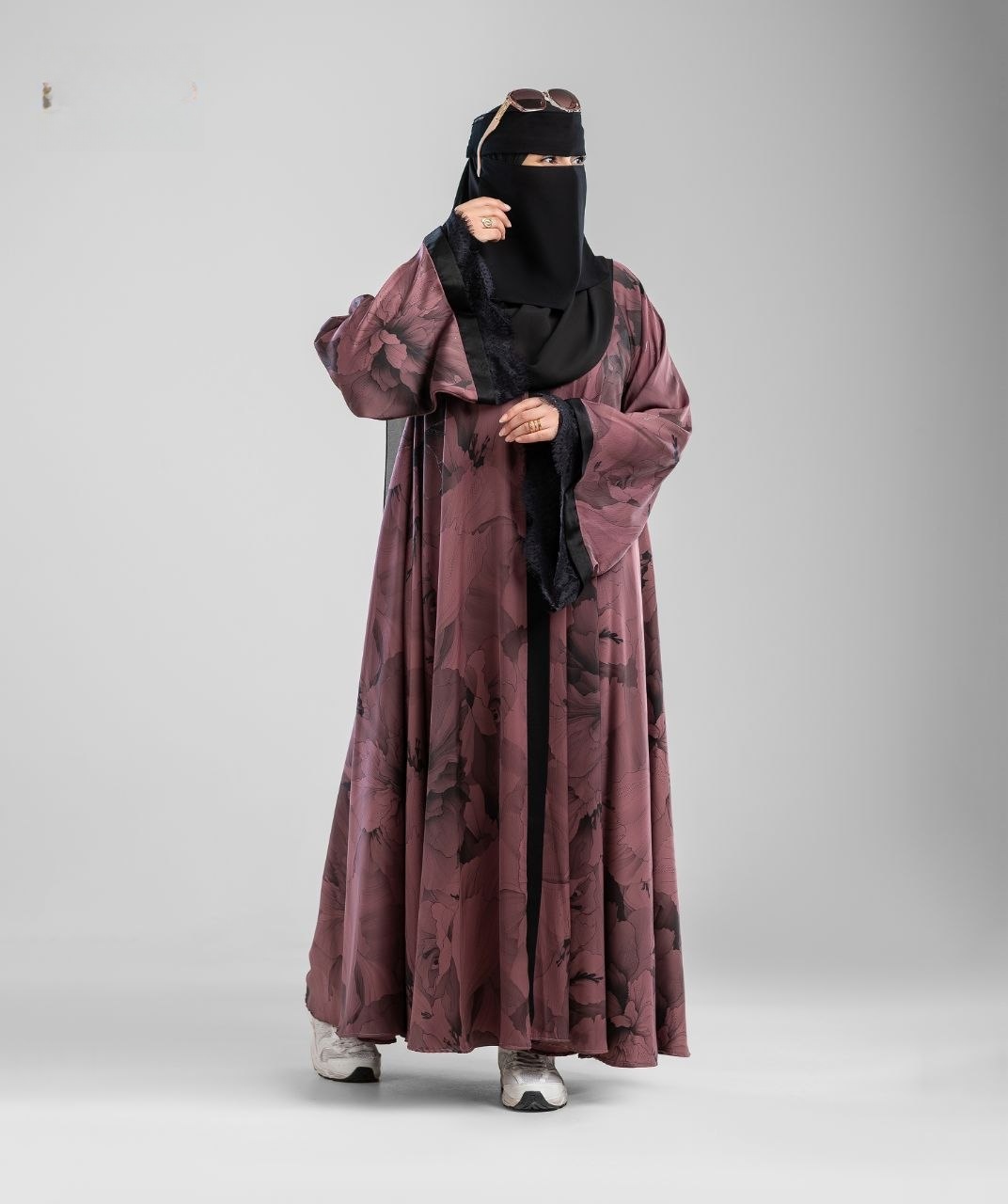 Modern Printed Foil Abaya - Thumbnail 5
