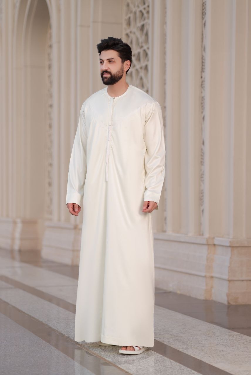 Omani Fringe Satin Abaya - Thumbnail 2