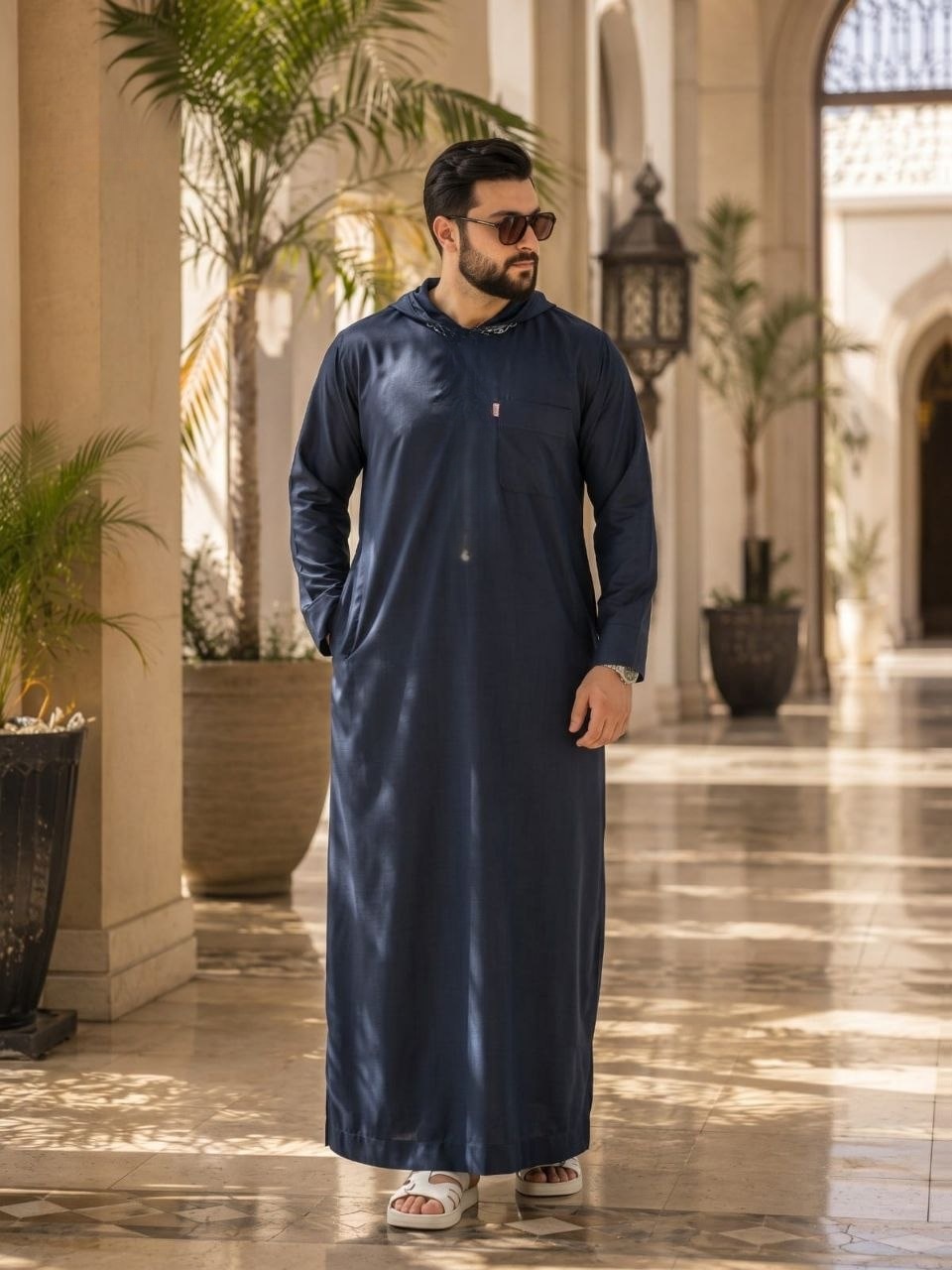Embroidered Satin Abaya - Thumbnail 2