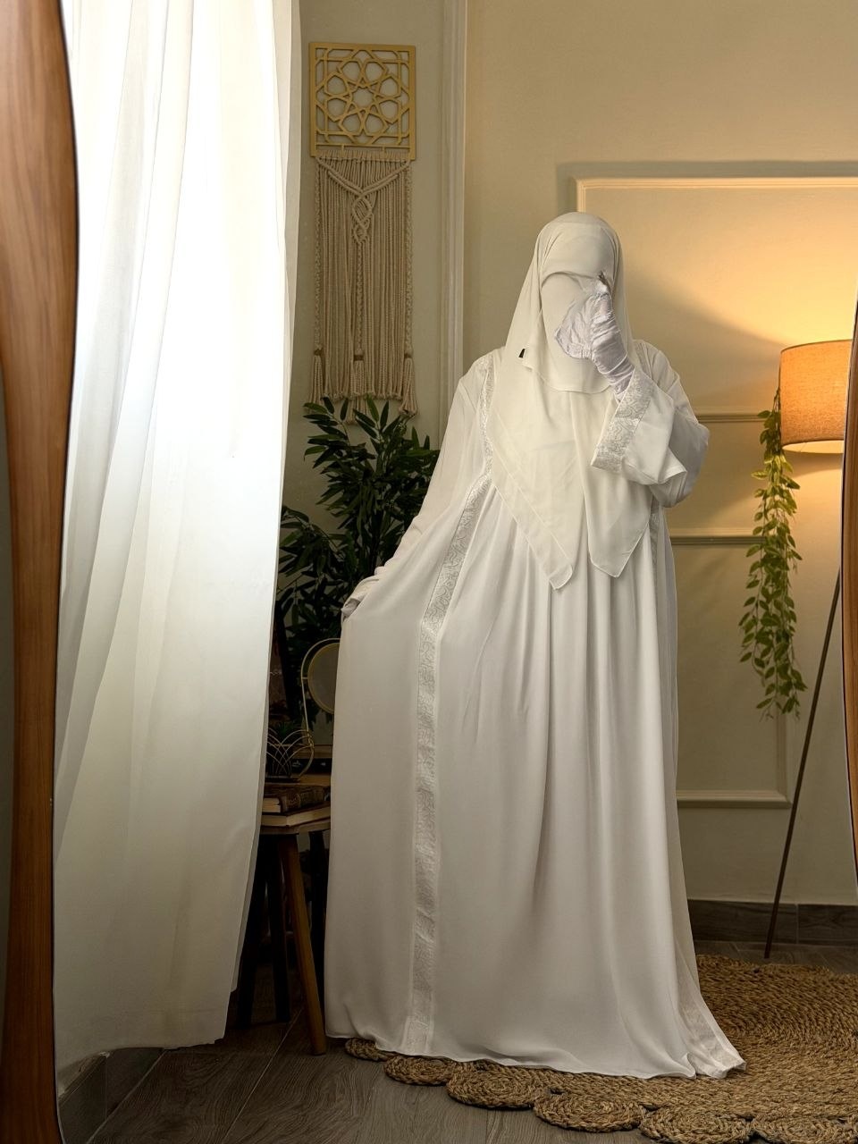 Thuraya 2238 Off-White Abaya - Thumbnail 3