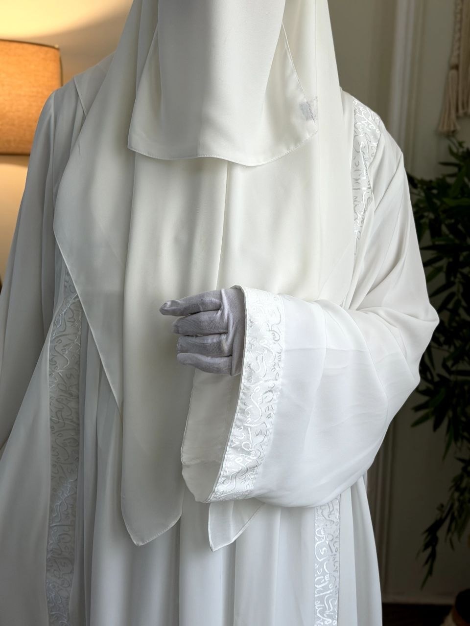 Thuraya 2238 Off-White Abaya - Thumbnail 2