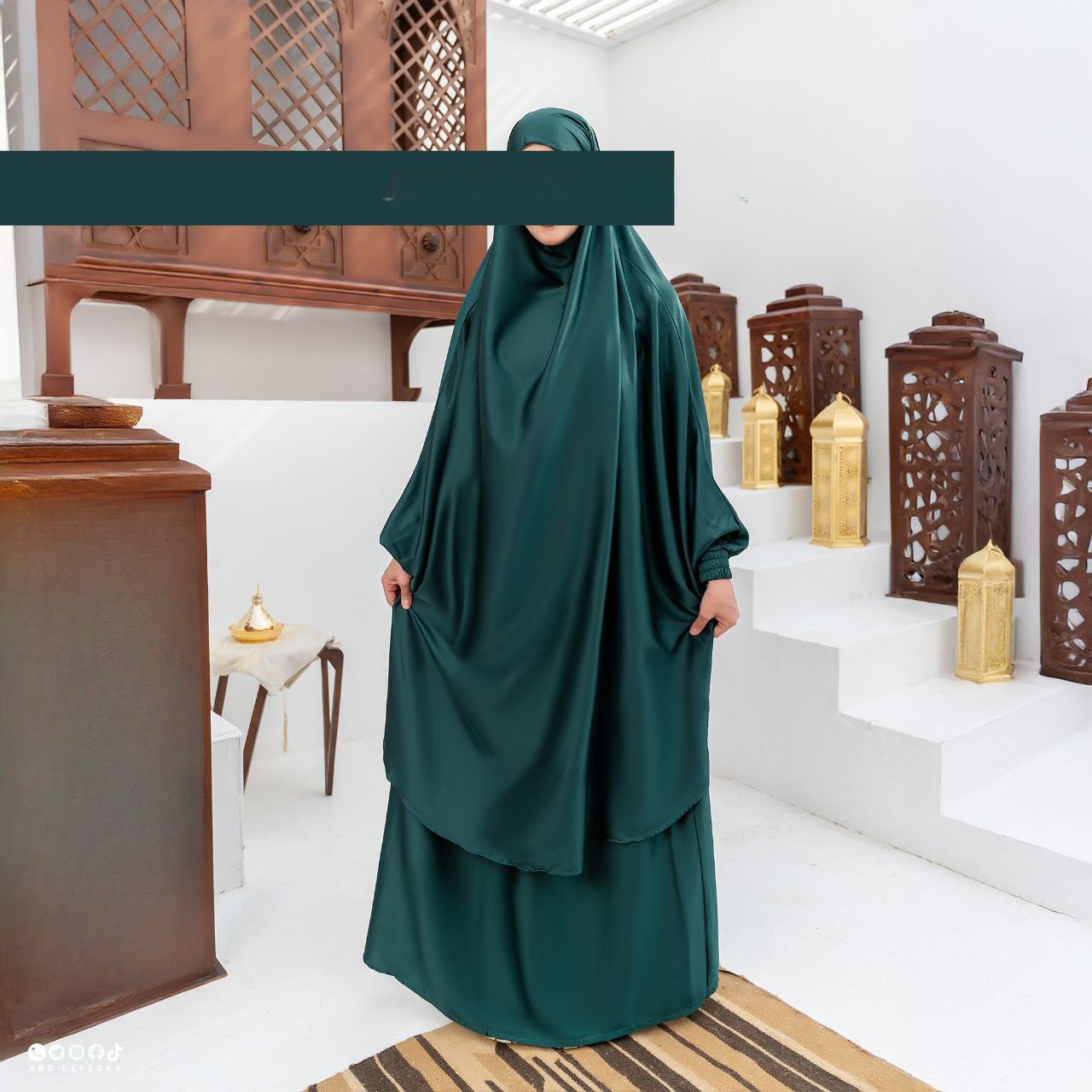 Abu Al-Fida Two-Piece Satin Prayer Set - Thumbnail 2