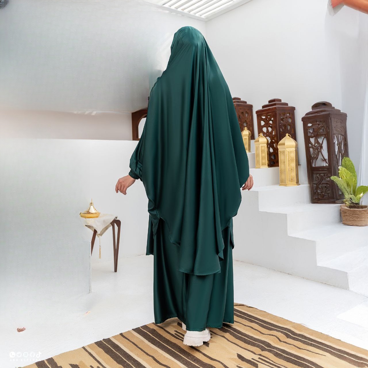 Abu Al-Fida Two-Piece Satin Prayer Set - Thumbnail 3