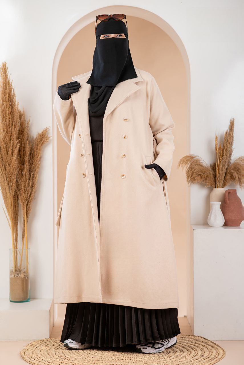 Button-Front Felt Coat - Thumbnail 4