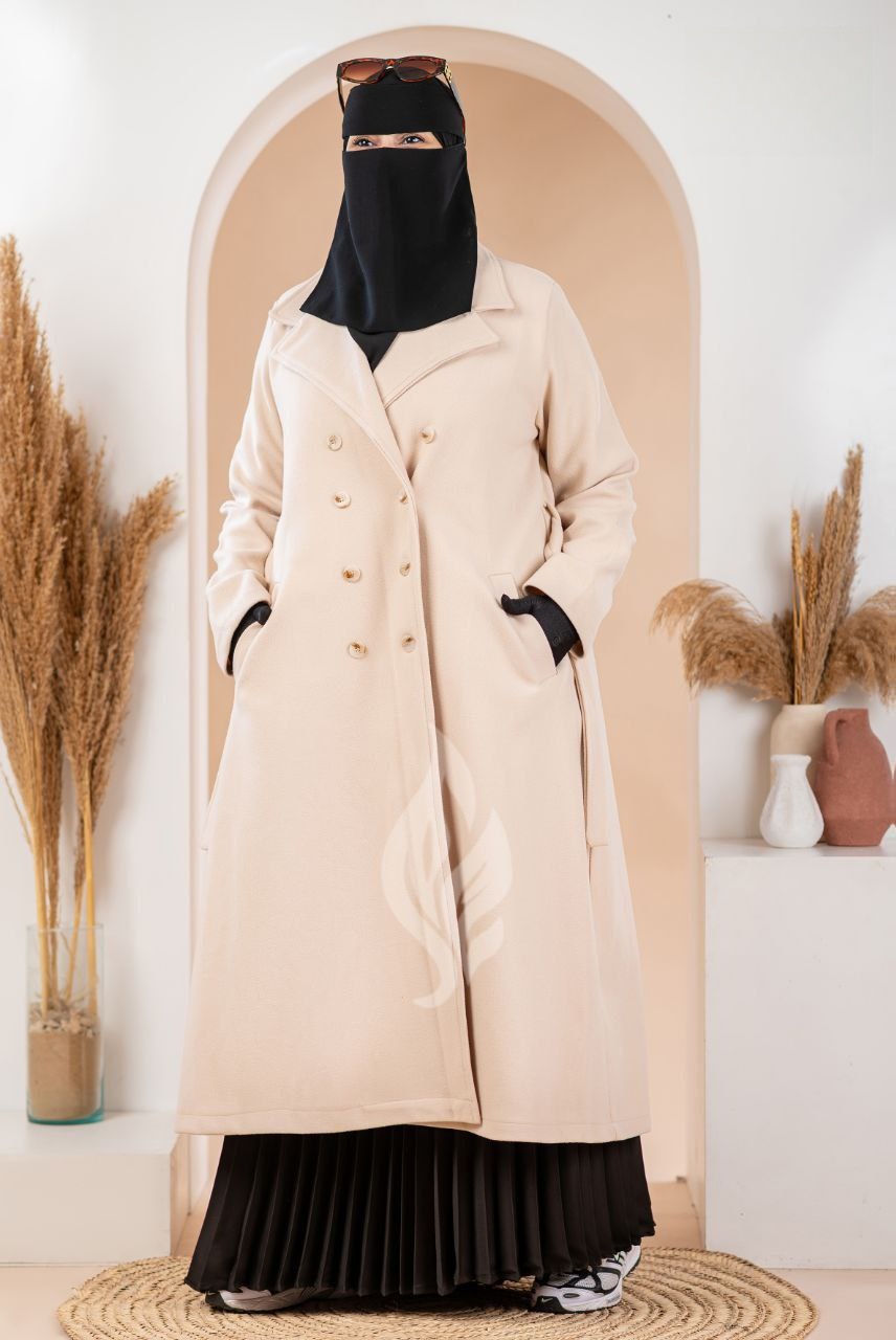 Button-Front Felt Coat - Thumbnail 2