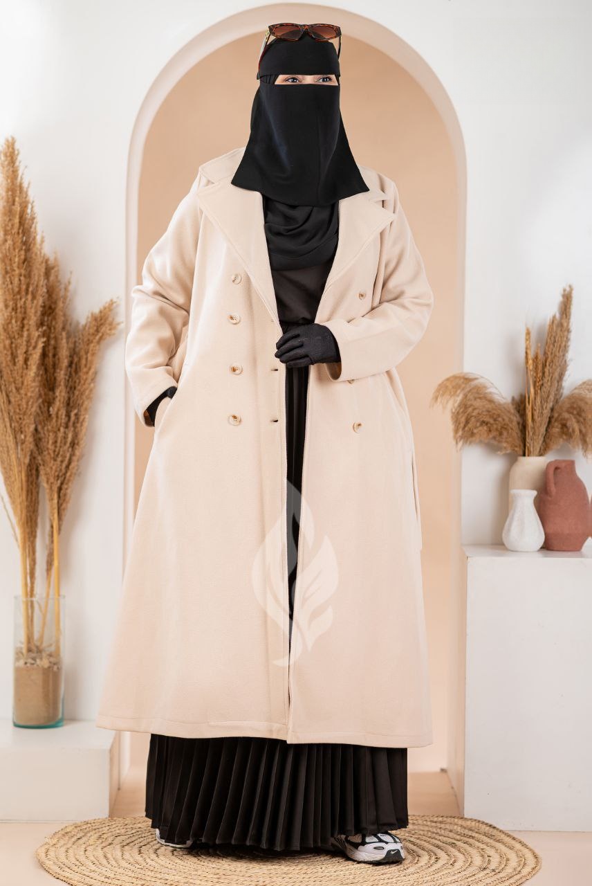 Button-Front Felt Coat - Thumbnail 3