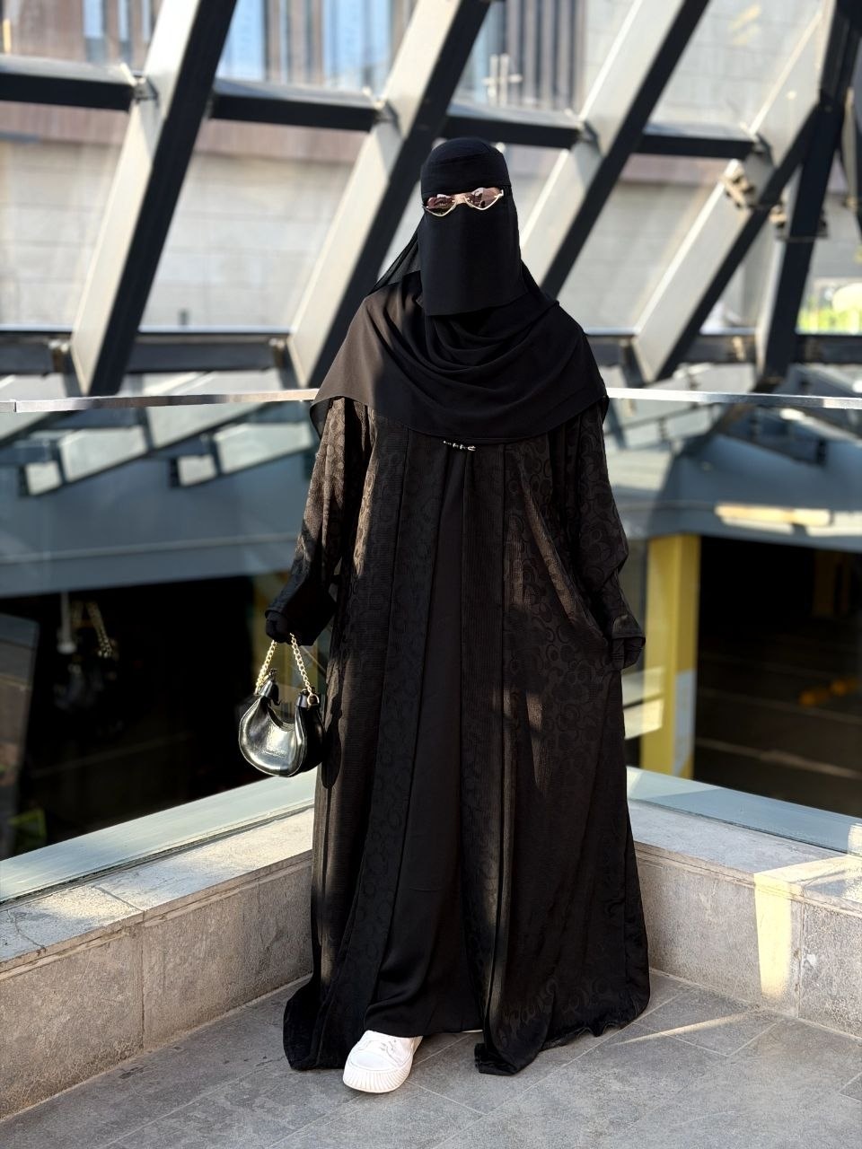 Jasmine Two-Piece TikTok Abaya - Black - Thumbnail 4