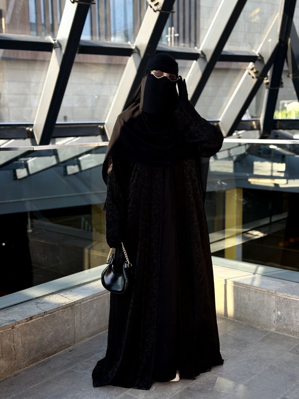 Jasmine Two-Piece TikTok Abaya - Black - Thumbnail 5