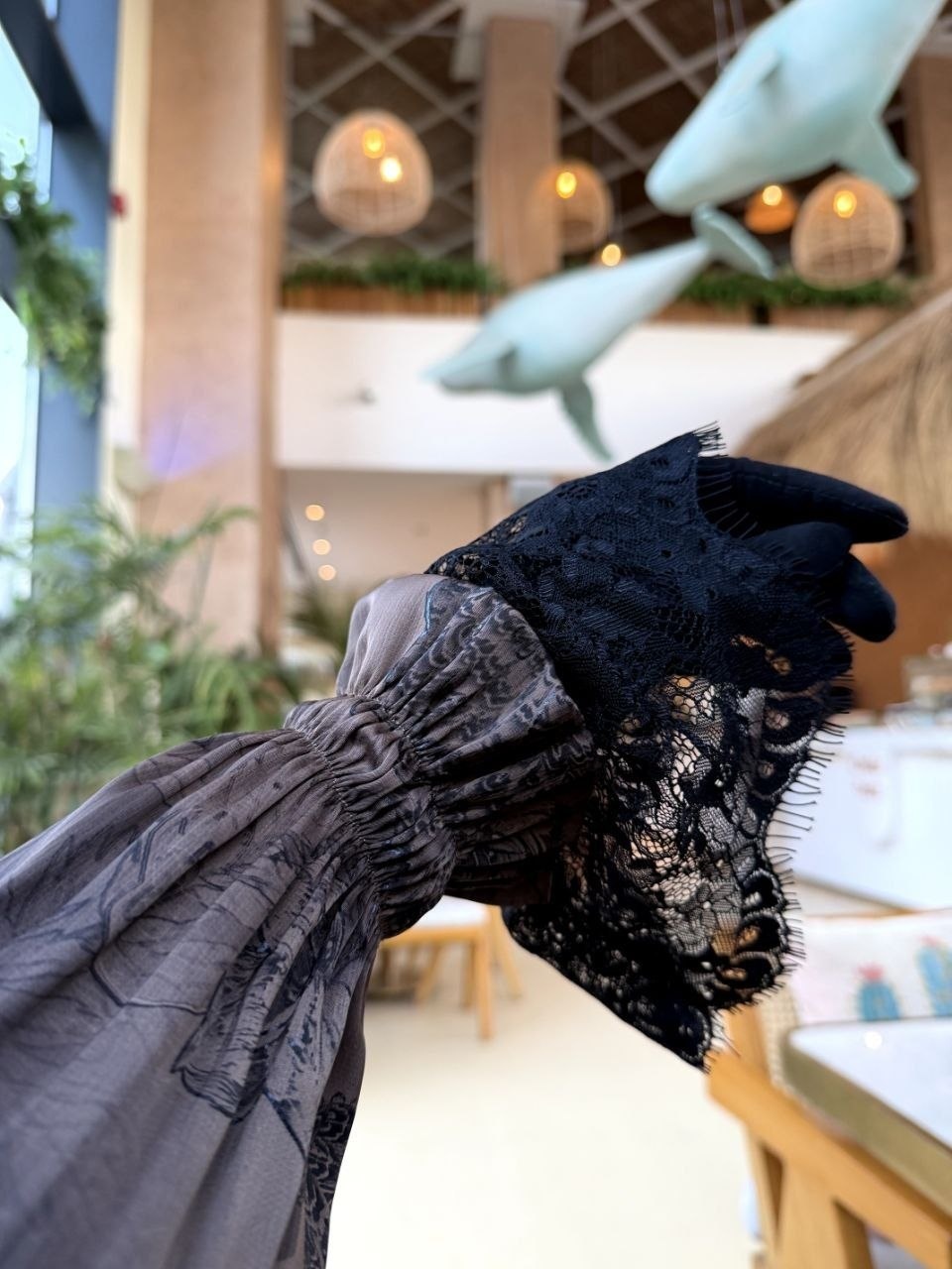 Ruqayya Tulle-Sleeve Abaya