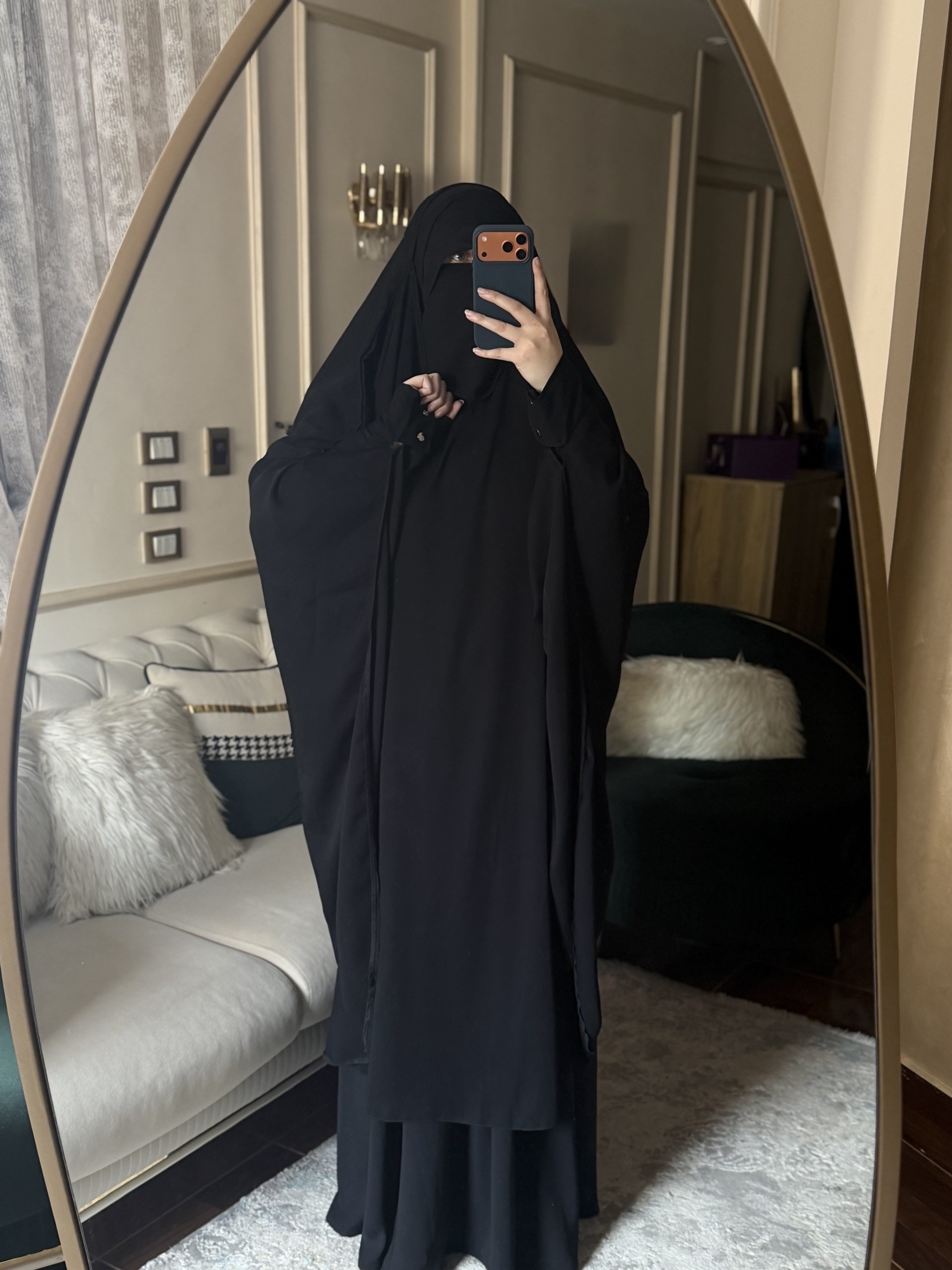 Black Satin Khimar Cap