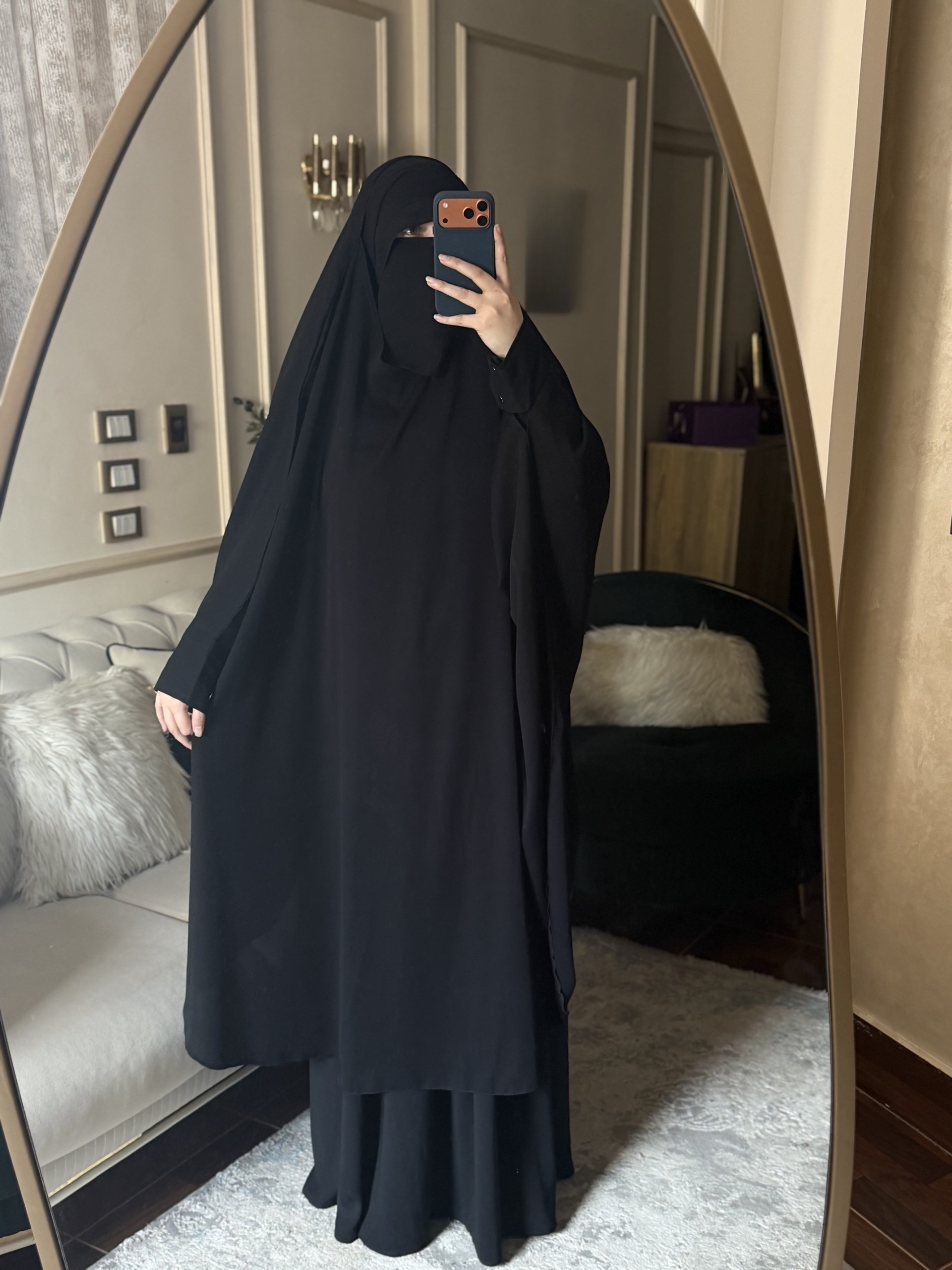 Black Satin Khimar Cap - Thumbnail 3