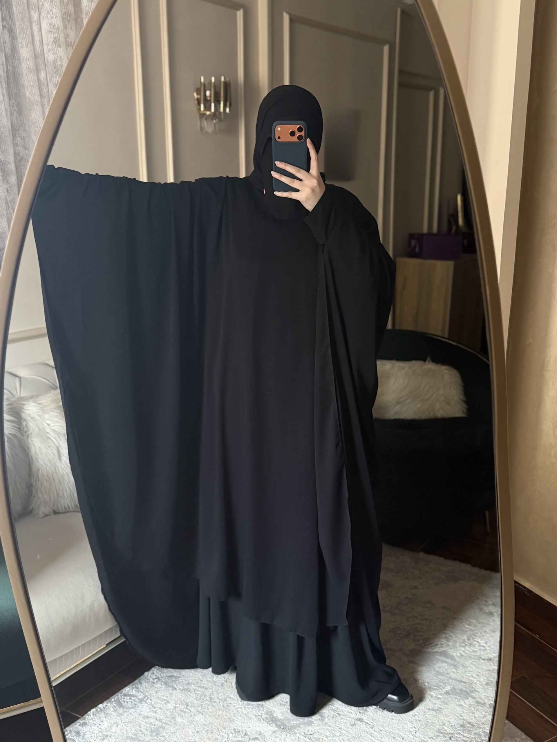 Black Satin Khimar Cap - Thumbnail 5