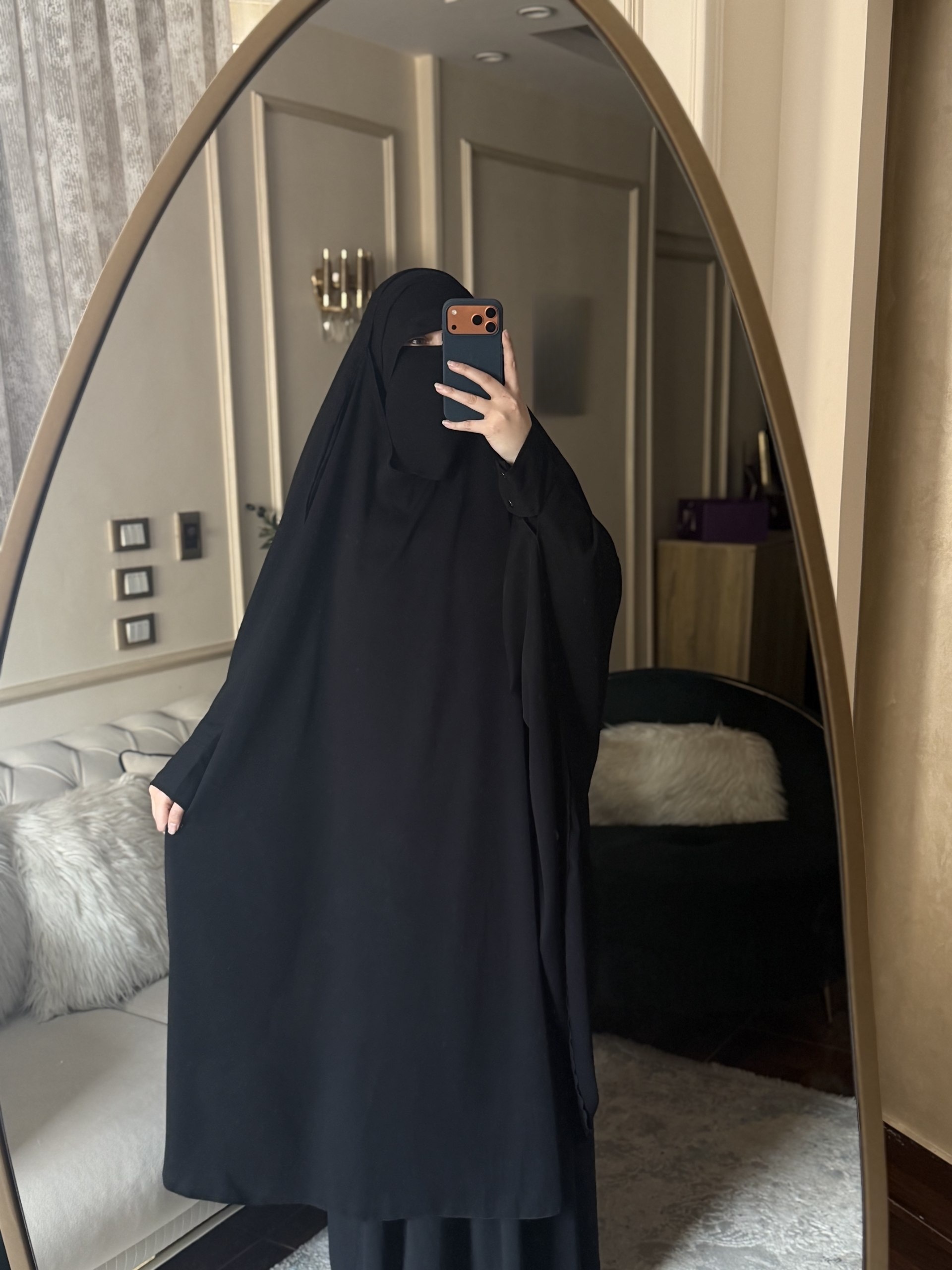 Black Satin Khimar Cap - Thumbnail 4