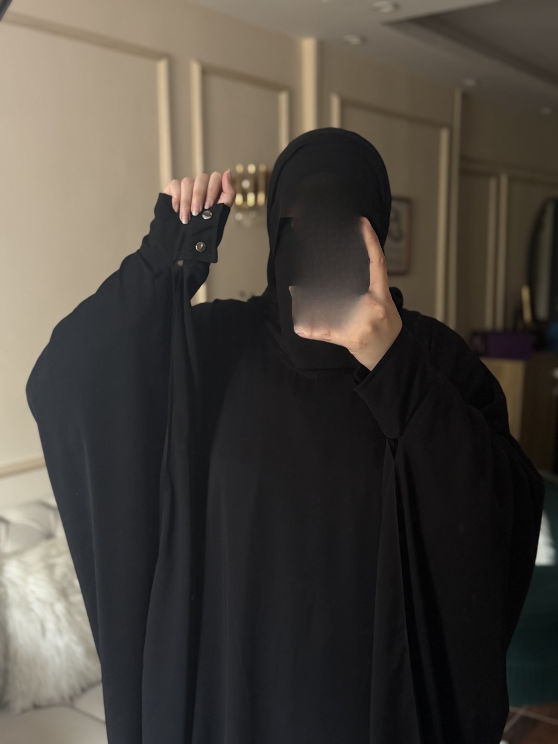 Black Satin Khimar Cap - Thumbnail 2