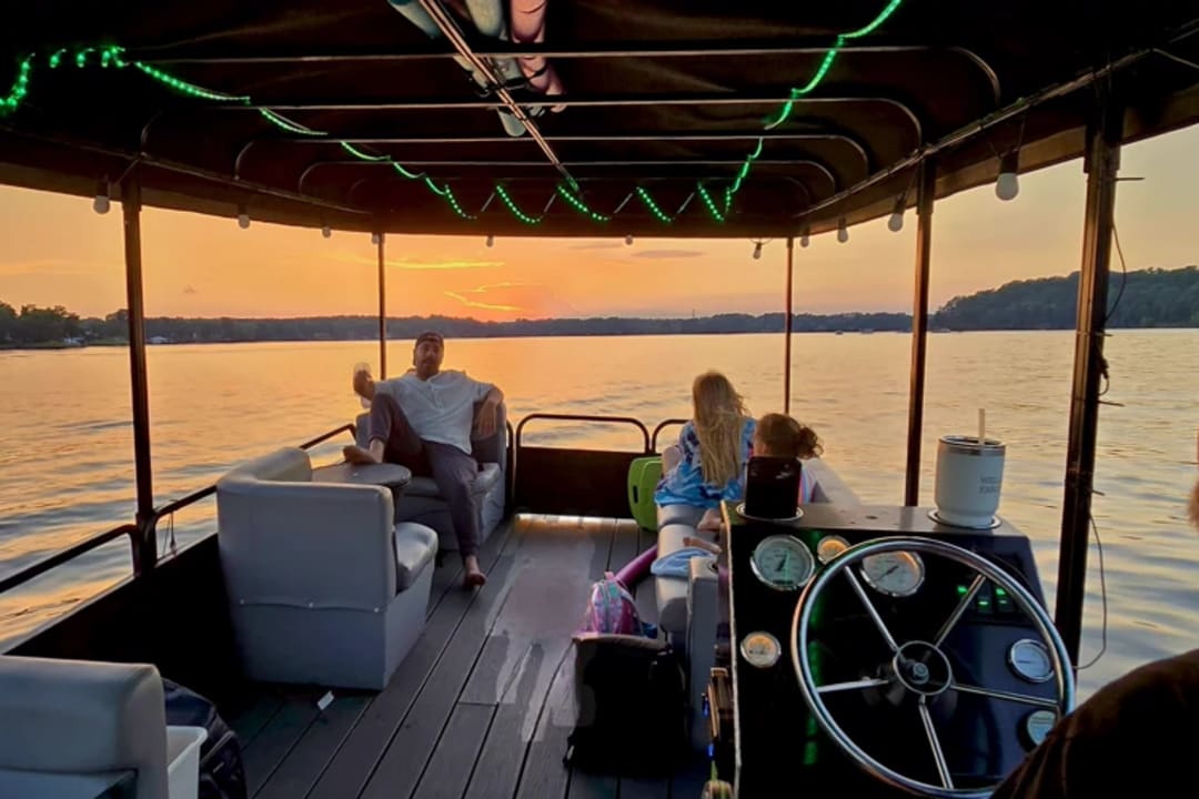 Sunset cruise with guests aboard the pontoon