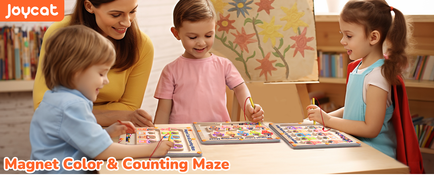 JoyCat Magnetic Color and Number Maze Montessori Wooden Color Matching  Learning Counting Puzzle Board Toddler Fine Motor Skills Toys for Boys  Girls 3 4 5 Years Old 
