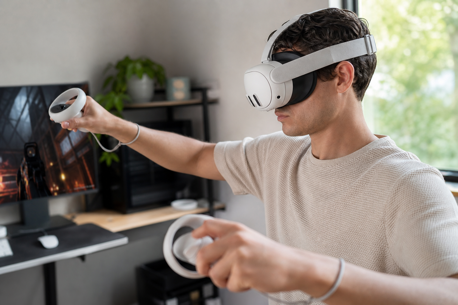 The grid view of the Steam VR store, showing dozens of game covers like Half-Life Alyx and Beat Saber.