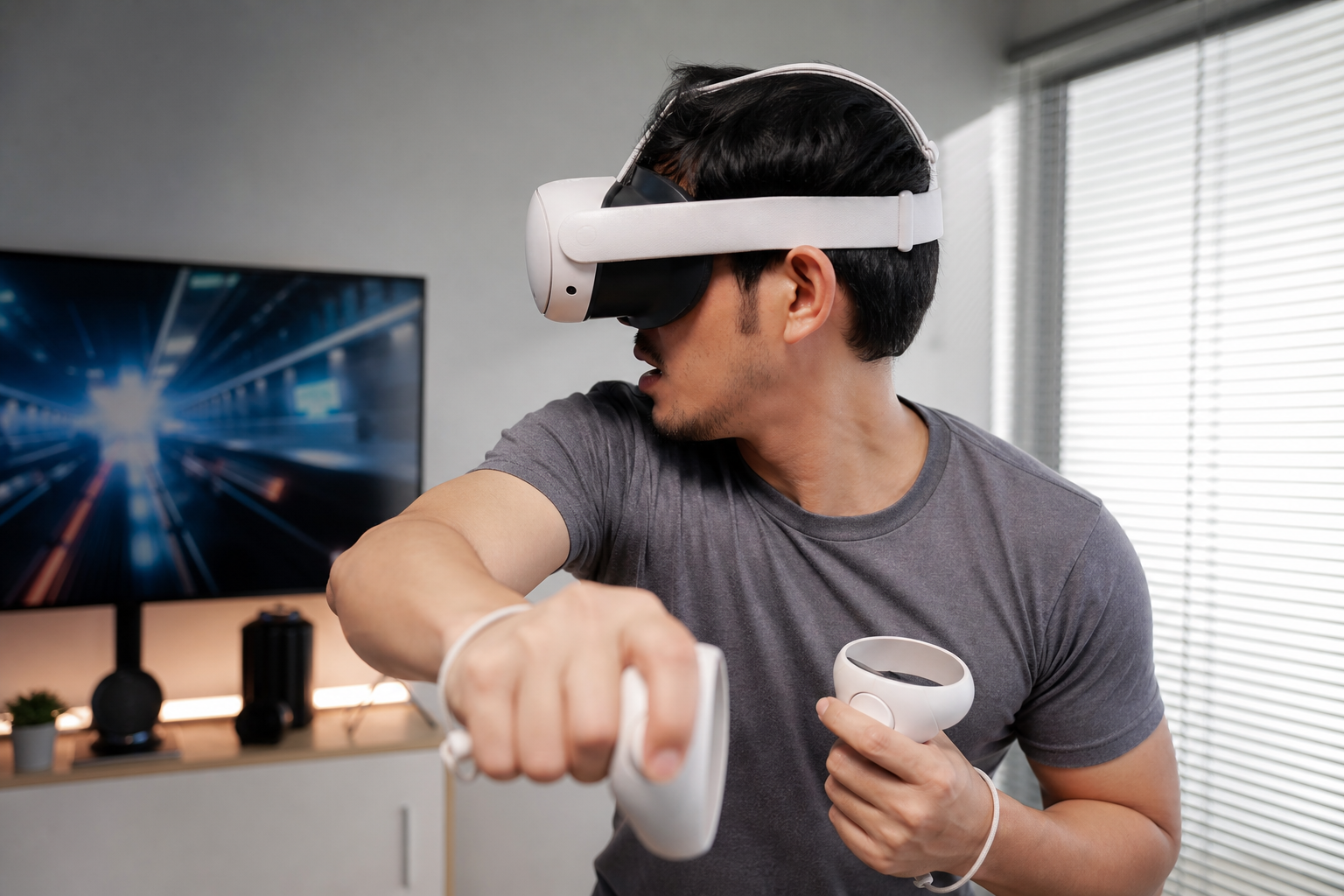 Close-up photo of a VR sweat mask fitted under the Quest facial interface