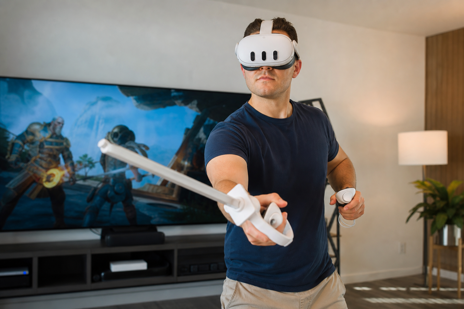 VR Sword attached to a Quest Touch Plus controller for Asgard's Wrath 2.