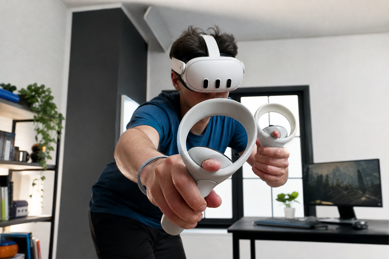 A social lobby in the VR game Gorilla Tag with multiple player avatars.