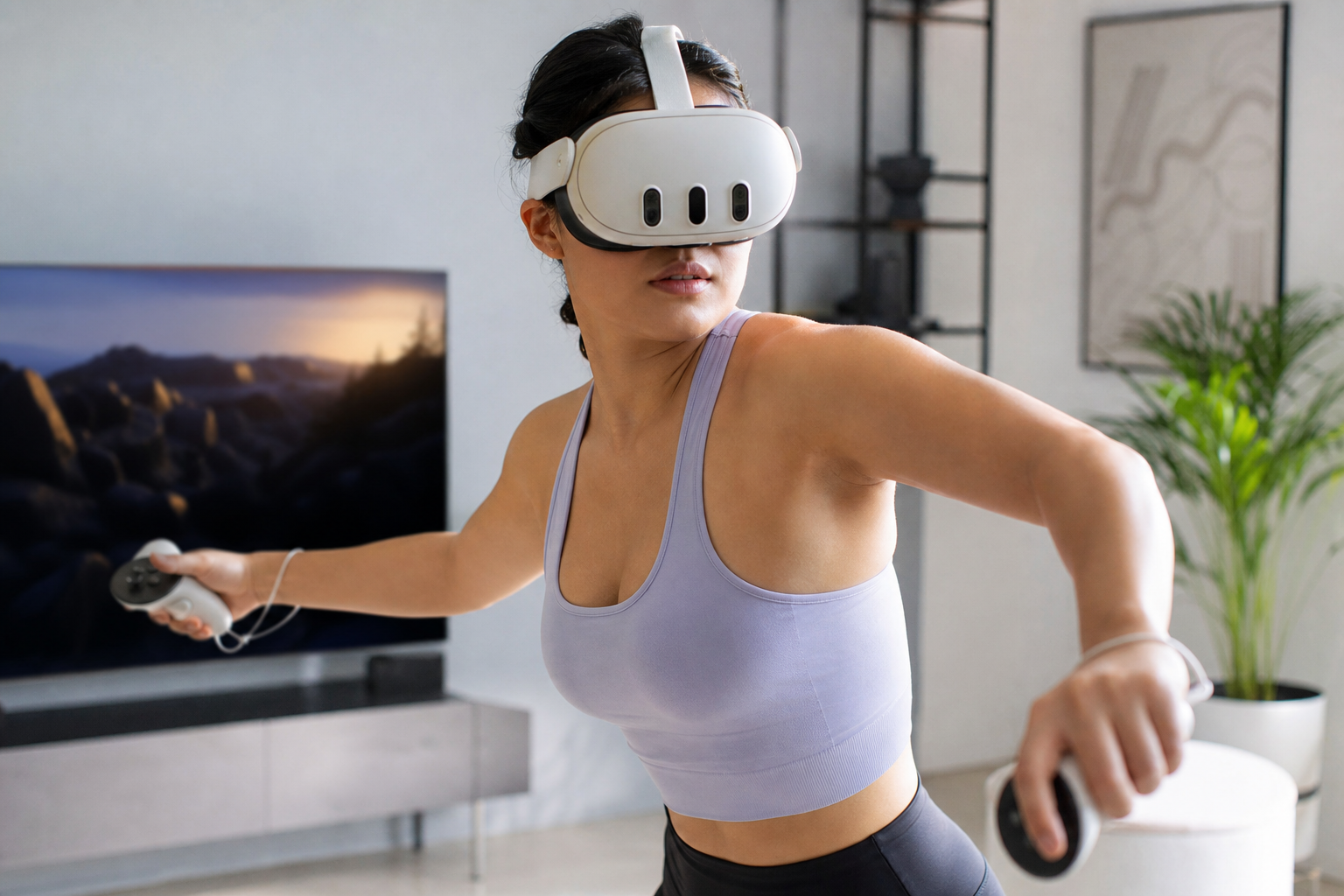 A VR mat staying securely in place during a high-intensity boxing game session