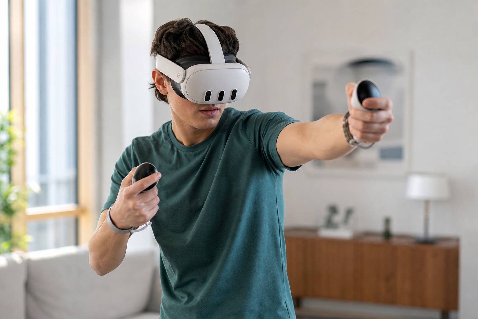 A family easily sharing a Meta Quest headset, adjusting the silicone strap between users.