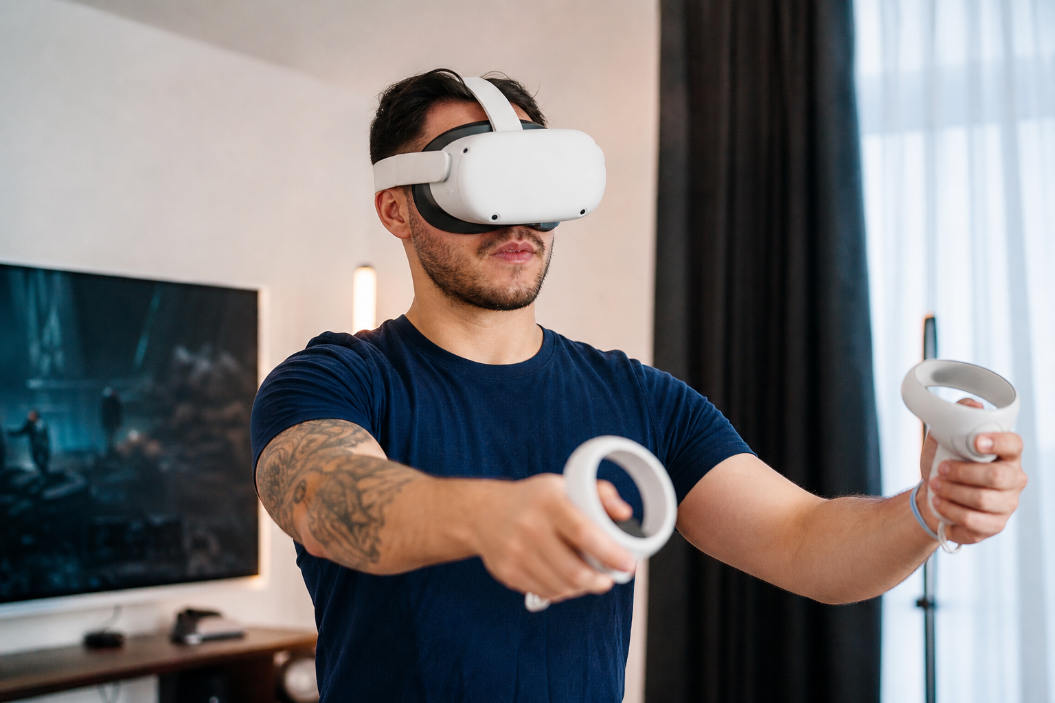 Two different colored VR sweat masks showing the concept of sharing between users.