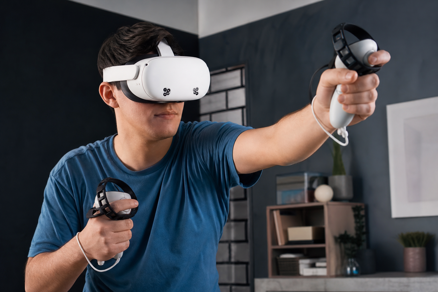 A close-up view showing how the VR sweat mask fits snugly under the Quest's facial interface without bunching up.