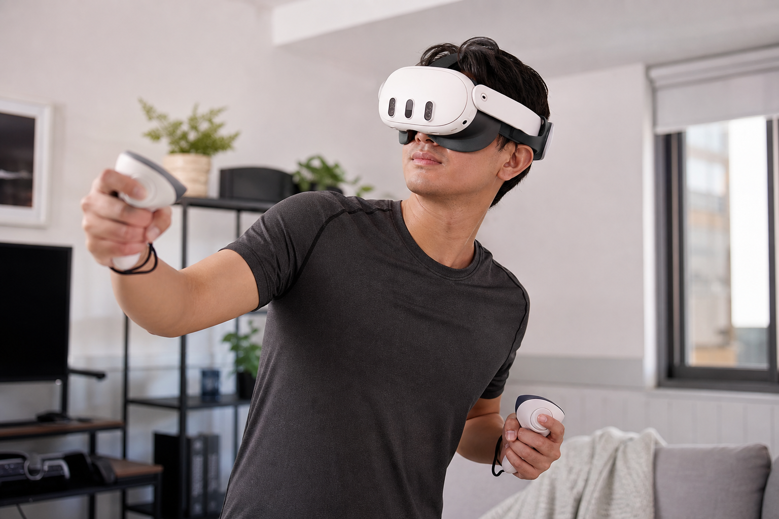 A close-up view of foggy lenses on a VR headset.