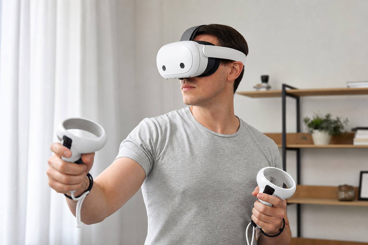 User adjusting the fit of Quest Touch Plus Controller straps before playing a game