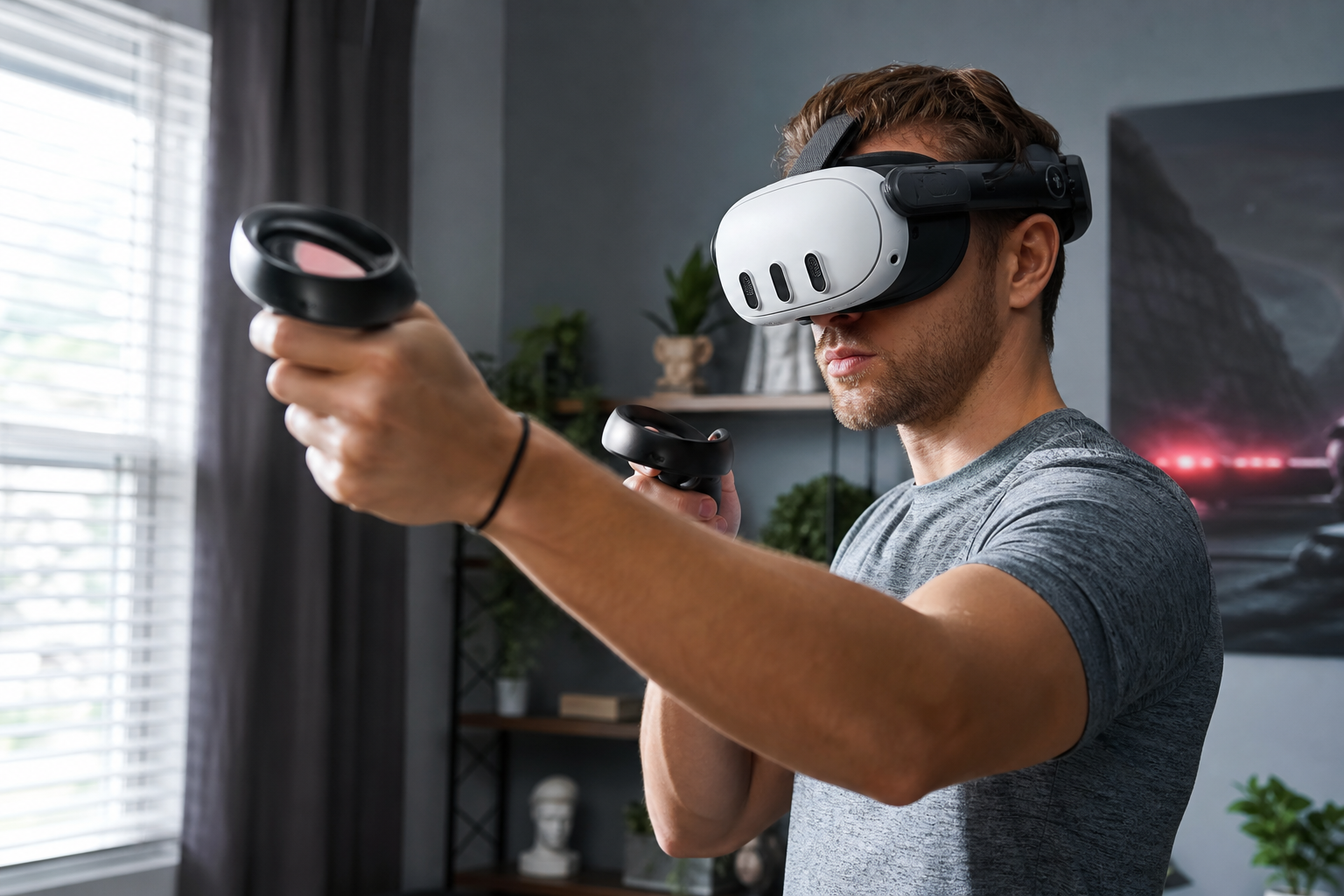 A video thumbnail showing a player struggling to press a small menu button on the Quest 2 controller while wearing a bulky VR boxing glove.