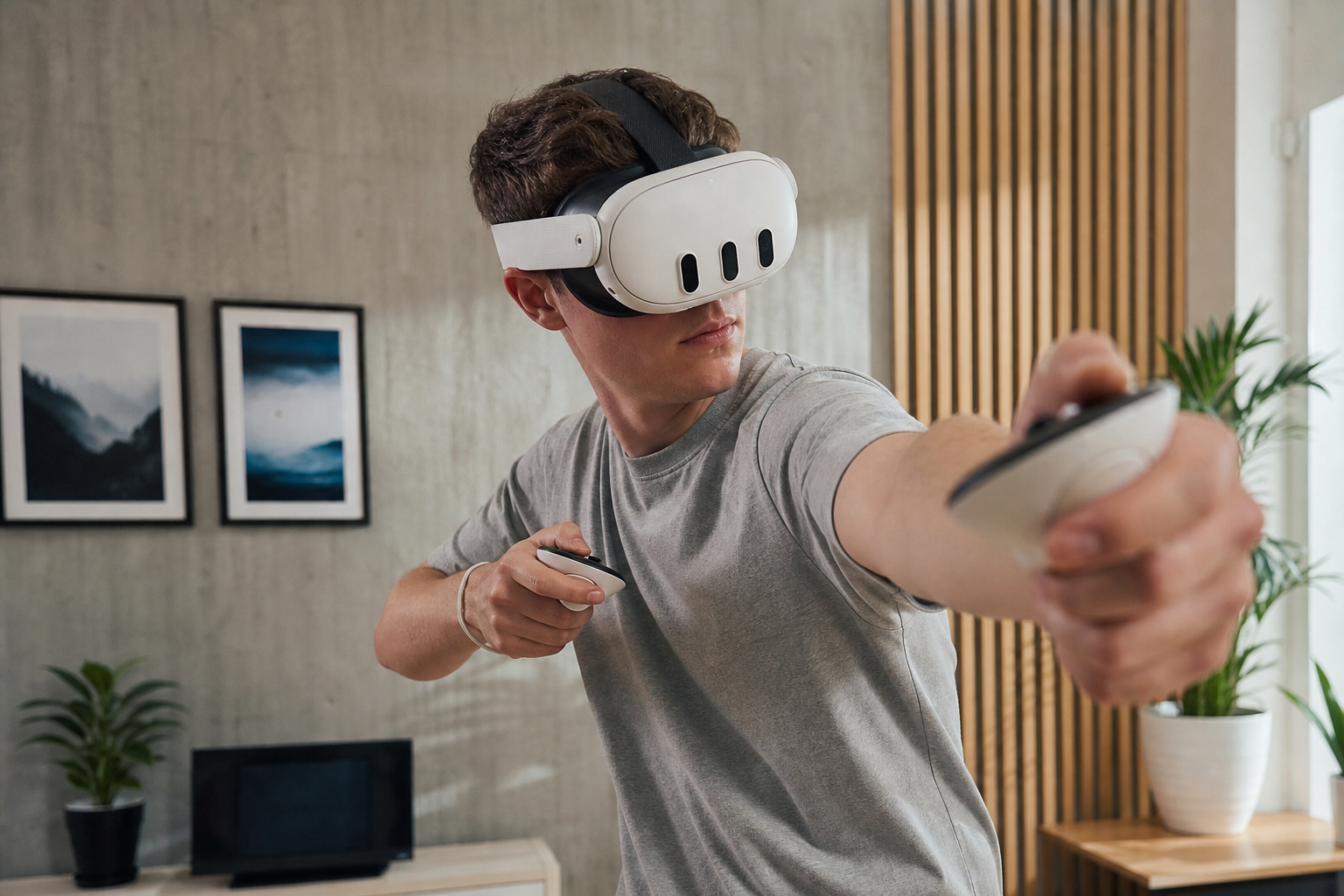 A user quickly swapping a battery pack on the back of a third-party VR head strap.