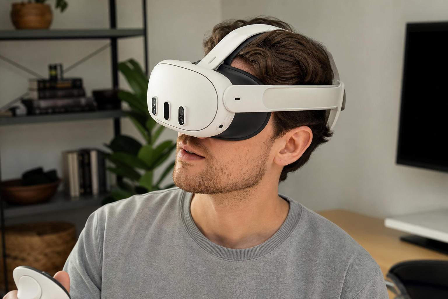 A side-by-side comparison of the stock Meta Quest cloth strap and a clean, white silicone head strap.