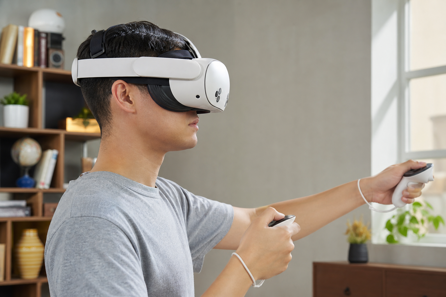 A silicone head strap shown next to a Meta Quest 2, Quest 3, and a graphic representing the future Quest 3S headset.