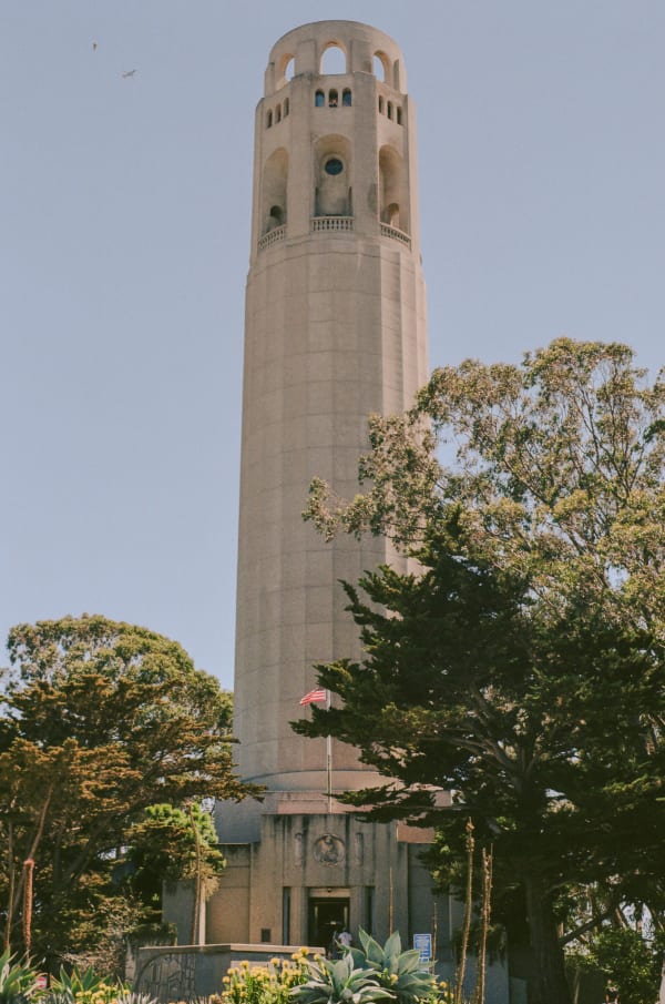 A full length shot of Coit Tower.