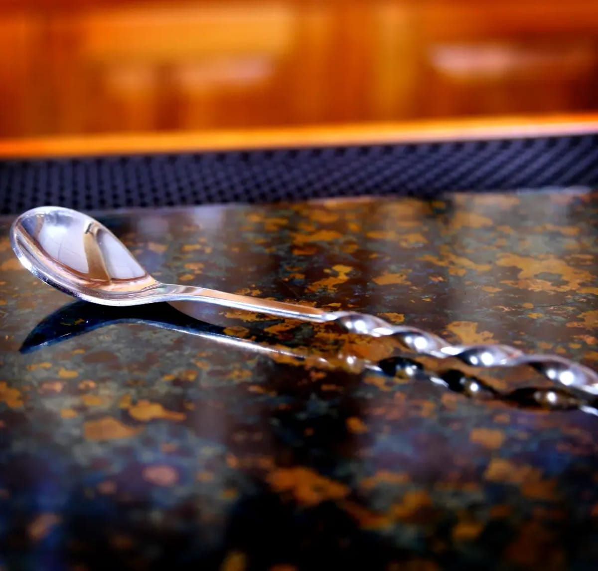 11" Metal Bar Spoon | Twisted Handle with Red Knob view 1