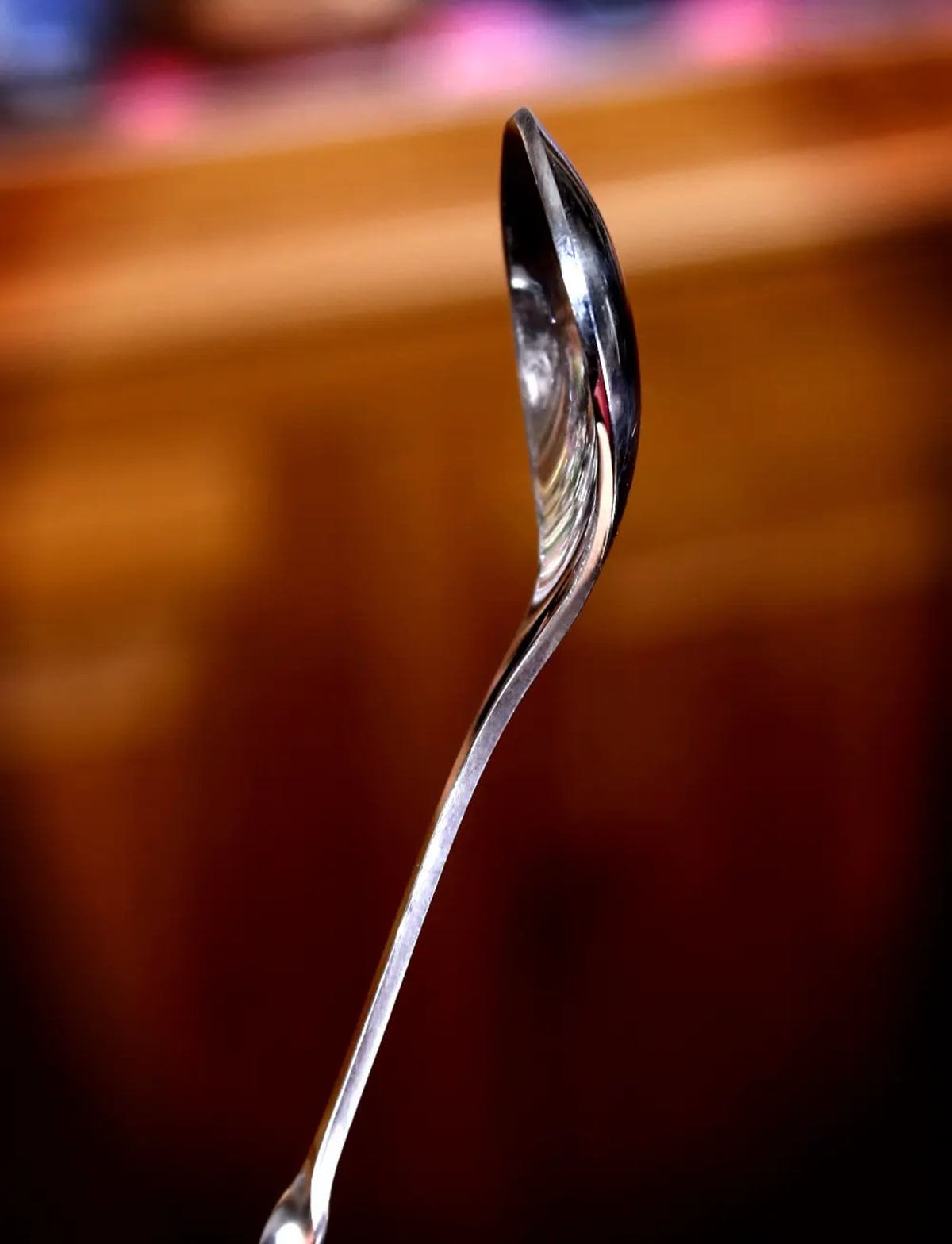 11" Metal Bar Spoon | Twisted Handle with Red Knob view 4