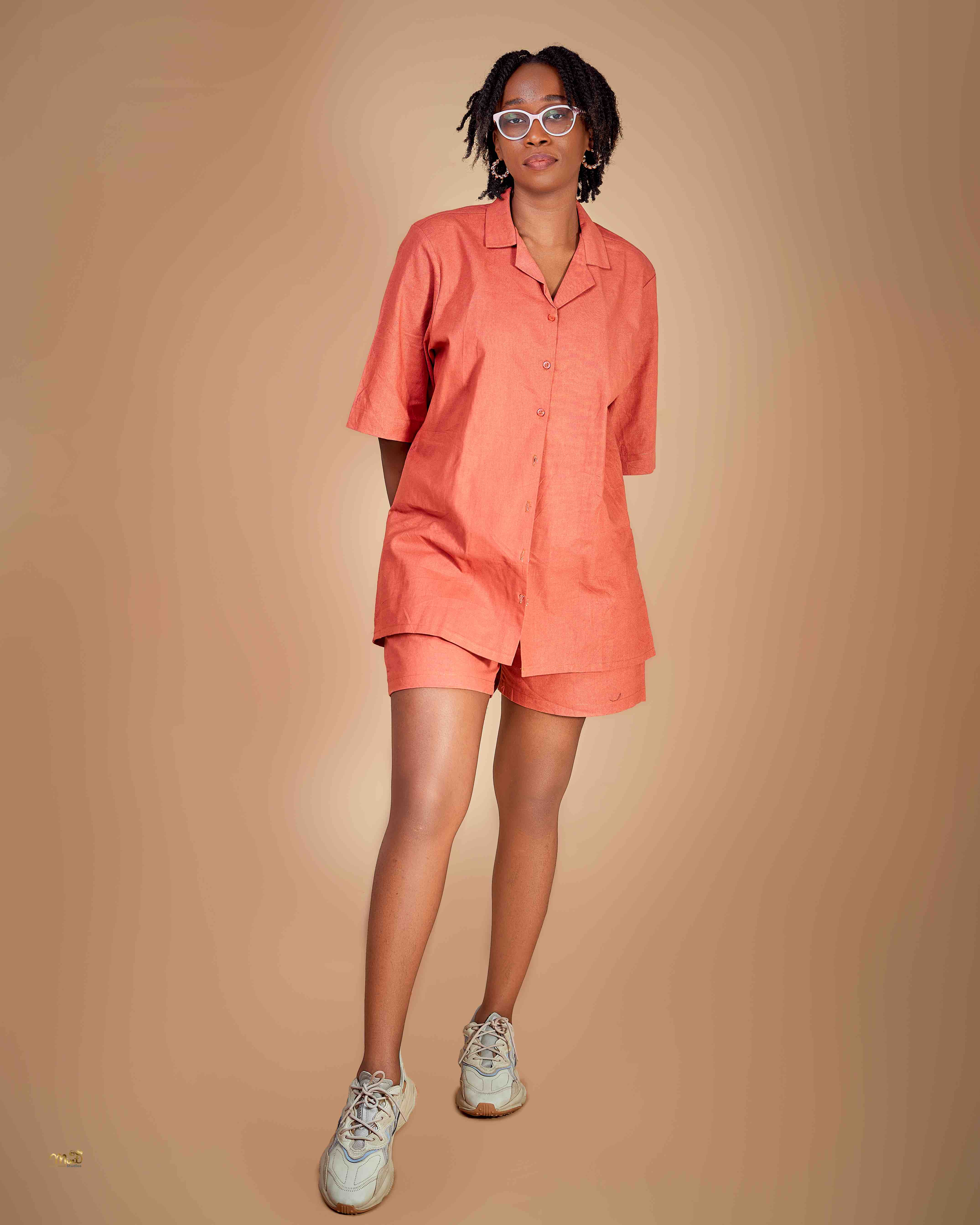 Oversized look Linen Set - Burnt Orange